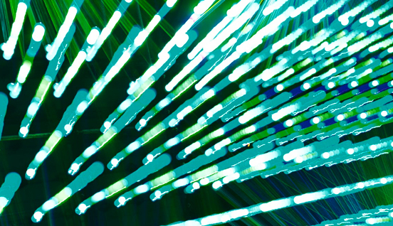 Green and white lights arranged in a pattern - data warehouse